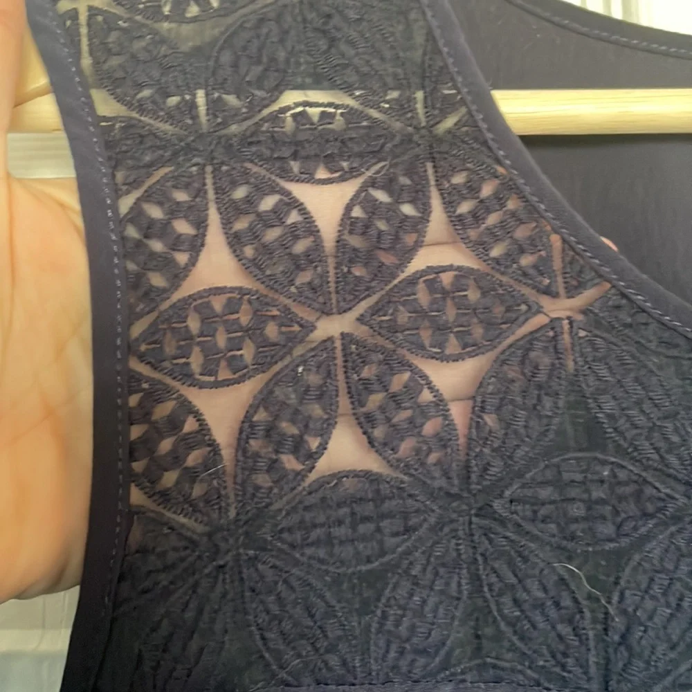 Nicole Miller Original navy blue tank top with lace detail - Picture 4 of 9